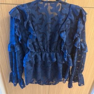 Walter Baker Navy Ruffled Blouse